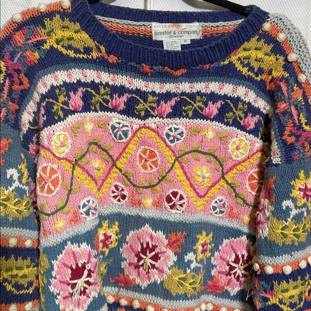 Jennifer & Company Floral Knit Vintage hand knitted Sweater